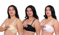 Fabme Women's Cotton Wire Free Casual Balconette Bra (Pack of 3) (Po3-BR_219_Skin, White, Black