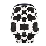 Binienty Stretch Car Seat Cover for Babies, Cow Print, Multi Use Nursing Cover, High Chair/Shopping Cart/Breastfeeding Cover Carseat Canopies