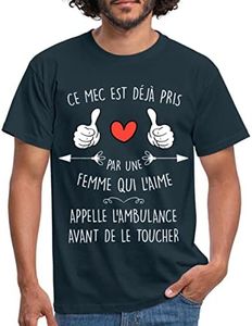Spreadshirt Humour Saint Valentin - Cadeau pour Copain - Couple Amoureux St Valentin T-Shirt Homme, XXL, Marine