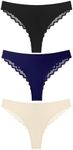 Avidlove Womens Bikini Panties Sexy Underwear Lace Hipsters 3 Packs Briefs