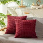 CaliTime Pack of 2 Comfy Throw Pillow Covers Cases for Couch Sofa Bed Comfortable Supersoft Corduroy Corn Striped Both Sides 55cm x 55cm Burgundy