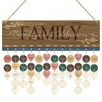 TOARTi Wooden Family Birthday Reminder Calendar Board (15.8''x4.8'' with 100pcs wood tags), DIY Birthday Tracker Hanging Plaque, Vintage Family Birthday Hanging Calendar for Family/Friend/Mother/Lover