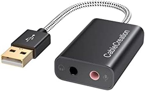 CableCreation USB Audio Adapter External Sound Card with 3.5mm Headphone and Microphone Jack Compatible with Windows, Mac, macOS, Linux, PS4, PS5, Plug and Play, Aluminum Black