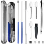 Artcome 12 PCS Versatile Capsule Filling Tool Kit for Pill Filler - Lab Scoops, Dual-Ended Long Spoon, and Herb Tamper - Ideal Tools for Medication and Supplements - All Sizes 000 00 0 1 2 3 4 5