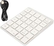 USB Numeric Keyboard, 28 Keys Mini USB Rechargeable Wired Bluetooth Wireless Number Pads, Aluminum Alloy Portable Thin Number Keypad for Laptop PC Computer (Silvery White)