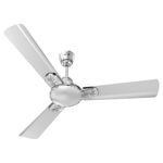 Polycab Eleganz Plus 1200mm Star Rated Ceiling Fan For Home | Embossed Floral 3D Design, Broad Blade For High Speed & Air Delivery | 100% Copper Winding Motor | 3 Years Warranty【Pearl Silver】