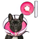 Inflatable Dog Cone Collar with Enhanced Anti-Licking, Soft Neck Donut for Dogs Cats, Recovery Pet Cone Collar After Surgery for Large Medium Small Dogs (Pink, Medium)