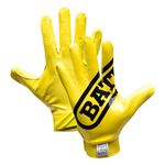 Battle Sports Double Threat Wide Receiver Football Gloves - Adult and Youth Football Gloves - Ultra Stick Gloves - Youth X-Large, Yellow