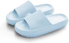 USOR Pillow Slides Slippers for Women Men Cloud Slippers Soft Massage House Bath Slippers Quick Drying Non-Slip Lightweight Open Toe Sandals Slippers Blue38-39