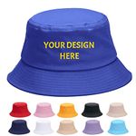 Personalized Bucket Hat, Custom Cap with Embroidery Text, Logo and Print Photo, Foldable Cotton Summer Protection Sun Beach Fisherman Fishing Cap for Unisex Women Men Outdoor Hiking Traveling