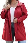 IN'VOLAND Women's Long Raincoat with Hood Plus Size Outdoor Lightweight Windbreaker Rain Jacket Waterproof