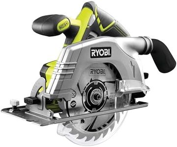 RYOBI 18 V ONE+ Cordless Circular Saw R18CS-0 (Bore Diameter 16 mm, Cutting Depth up to 52 mm, Idle Speed 4700 min-1, Depth/Tilt Adjustment Tool-Free, Includes Saw Blade, Battery and Charger Not