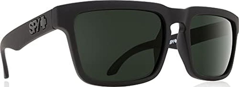 SPY Optic Helm Wayfarer Sunglasses, Soft Matte Black/Happy Gray Green, 57 mm