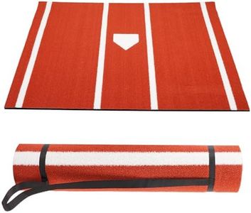 GABTRUK Baseball Hitting Mat, Home Plate Mat with Anti-Slide Rubber Back, 6’ x 4’ Portable Batters Box Turf Mat Baseball for Hitting Practice - Indoor and Outdoor Use (Red, 6' x 4')