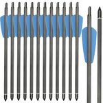 WANVZMR 12 Pcs 7.5/15 Inch Pure Carbon Crossbow Bolts Spine 350 Crossbow Arrows with Moon Nocks and 100 Grain Removable Tips (7.5inch blue)