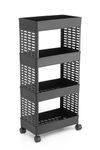 PALAK Plastic Multipurpose 4-Tier Floor Mount Corner Shelf Kitchen Organizer Rack/Storage Shelf/Dish Rack/Storage Rack For Kitchen (Black) (4Xl, Black)