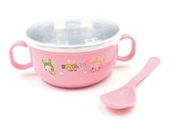 HOMIES, Baby Feeding Bowl, Stainless Steel Insulation Bowl with Spoon Set for Children Cartoon Printed Tableware Food Bowl, BPA Free, 300ml, Multicolor.