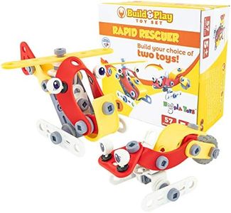 Hoopla Toys Build & Play Rapid Rescuer Set2-In-1 Building Toy with Toy Tool & Wrenches for Young Children Creative Fun