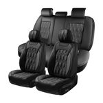 Coverado Car Seat Covers, Premium Nappa Leather Auto Seat Cushions Full Set with Embossed Pattern, Universal Fit Interior Accessories for Most Cars, Sedans, SUVs and Trucks, Black