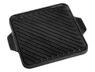 Mr. Butler Natural Pre-Seasoned Cast Iron Reversible Grill Pan/Griddle|Barbeque, Tandoori, Cookware|Flip for Dosa, Roti | Double Handle, 10.5 Inch, Black