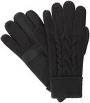 isotoner Women's Cable Knit Gloves with Touchscreen Palm Patches, One Size, Black