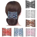 6 Pieces Magic EZ Combs, Hanhan Stretch Beaded Hair Combs Elastic Pearls Hair Clips Stretchy Hair Hairpins Double Slides Hair Combs for Women Ladies Girls DIY Hair Styling Accessories