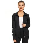 Shamyoy Scrub Jackets for Women Warm-Up Jacket, Black, Medium