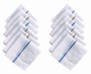 Caslino - Cotton Handkerchiefs for Men, 41x41 cm, 12 Pieces Large Size Hanky for Gents, White & Color Stripes Napkins (Champion - 1100, Pack of 12)