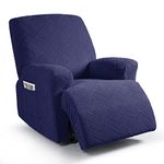 Ruaozz Recliner Sofa Covers Recliner Chair Covers Couch Covers for Reclining Couches with Pockets Washable Furniture Protector with Elastic Bottom (1 Seater, Dark Blue)