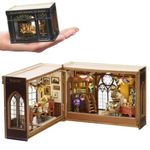 Miniature House Kit DIY Miniature Dollhouse Kit with Furnitures 3D Wooden Puzzle Bookend Bookshelf Decor Tiny House Crafts for Adults Birthday Gifts Hobbies for Women and Men (Magical Fate)