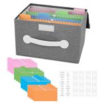 Greeting Card Organizer Box with 16 Dividers,Collapsible Greeting Card Storage Box,Greeting Card Holder With Lids，Ideal for Greeting Cards,Recipes, Photos, Envelopes, Keepsake（Grey，84 Pcs Labels）