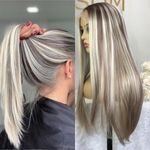 Aisom Long Straight Synthetic Wig Mixed Brown and Blonde Color Ombre Lace Front Wigs for Women Highlight Wig (22IN Straight Blonde)