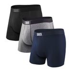 SAXX Men's Underwear -ULTRA Super Soft Boxer Briefs with Fly and Built-In Pouch Support- Underwear for men, Pack of 3, Classic Ultra 18, Medium