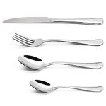 Vinsani 24 Piece Stainless Steel Cutlery Silverware Flatware Home Use Tableware Dinnerware Set Knife Fork Spoon Dessert Spoon, Service for 6 People, Mirror Polished - Dishwasher Safe Easy Clean