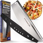 KitchenStar 18 inch Pizza Cutter | Sharp Stainless Steel Slicer Knife - Rocker Style w Blade Cover | Chop and Slices Perfect Portions + Dishwasher Safe Premium Pizza Oven Accessories