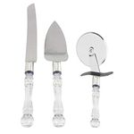 Dayanadhi 3 IN 1 Stainless Steel Cake Cutting Knife Cake Server & Pizza Cutter Set | Ergonomic Designed Premium Bake-Ware | Spatula with Grip for Cake Icing Pastry Decorating | Bakery Tool (1-Pcs)