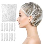 Disposable Thick Shower Caps (Extra Thick), 100 Pcs Shower Caps, Waterproof, Thickened and Enlarged 50cm Disposable Clear Plastic Shower Cap for Women/Men,Shower/Hair Treatment/Travel/Kitchen, Durable