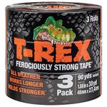 T-Rex Tape Heavy Duty Duct Tape with UV Resistant & Waterproof Backing for Ferociously Strong Repairs, 1.88" x 30 yd, Gunmetal Gray, 3 Rolls