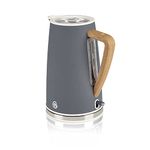 Swan Nordic Rapid Boil Cordless Kettle, Wood Effect Handle, Soft Touch Housing and Matte Finish, 1.7 Litre, Slate Grey (SK14610GRYN)