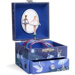 Jewelkeeper Kids Musical Jewelry Box for Girls with Spinning Ballerina - Single Pullout Drawers with Swan Lake Tune - Thoughtful Gift for Young Girls in - Glitter Design - Blue 4.25"D x 4.75"W x 3.5"H