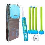 Jaspo Cricket-Kid Complete Cricket Set, Kids Perfect Introduction To Cricket, Young Players,Plastic Bat, Practice & Initial Training Of Beginners & Learners (Size-3 (Age 5 To 10 Yrs)) - Multicolor