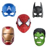 PartyFlex Super Hero Set of 5 Superhero Cartoon Plastic Mask for Kids Roleplay - Superhero Birthday Party Props Return Gift (Superhero-Face-Mask) Hulk, SpiderMan, Iron man, Captain America, Batman