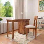 Chetan Interiors Solid Wood Office Study Desk with Chair for Home | Laptop Computer Table with 2 Drawers and Cabinet | Writing Table | Sheesham Wood, Brown