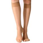 MANZI 12 Pairs Lady's Sheer Knee High Stockings(12 Pairs Natural)