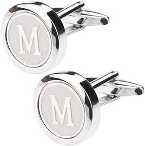 Dannyshi Mens Classic Stainless Steel Initial Cufflinks 26 Alphabet Initial Letter Cufflinks Business Wedding Shirts A-Z, 0.67in, Brass