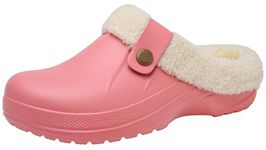 ChayChax Women Waterproof Slippers Men Wool-Like Lined Clogs Winter Garden Shoes Warm House Slippers Indoor Outdoor Mules Pink