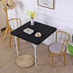 JISEN Cocktail Square Table Top Cover Spandex Fitted Stretchable Tablecloth Topper Cap 34x34 Inch E-Black