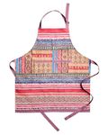 Maison d' Hermine Apron 100% Cotton 27.50 Inch x 31.50 Inch 1 Piece Adjustable Neck Strap Cloth Apron with Hidden Center Pocket & Long Ties for Women, Men, BBQ, Ispahan - Thanksgiving/Christmas