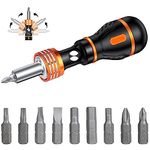 Flintronic Magnetic Ratchet Screwdriver, 9 in 1 Multipurpose Reversible Ratchet Forward Reverse Screwdriver, Adjustable Rotation Magnetic Screwdriver with 9 Screwdriver Bits for DIY, Home, Repairman