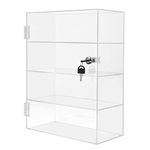 Clear Acrylic Display Case, 4 Layer Transparent Countertop Showcase for Mini Pop Figures, Display Showcase with Lock, Acrylic Display Box Display Cabinet for Toy Collectibles Stone Rock